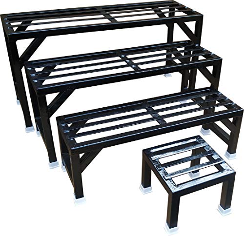 Image of A-One 4 Step Garden Plant stand Flower Pot Holder Plant Pot Stand Heavy Duty (BLACK) (Four Step-Set of 4)