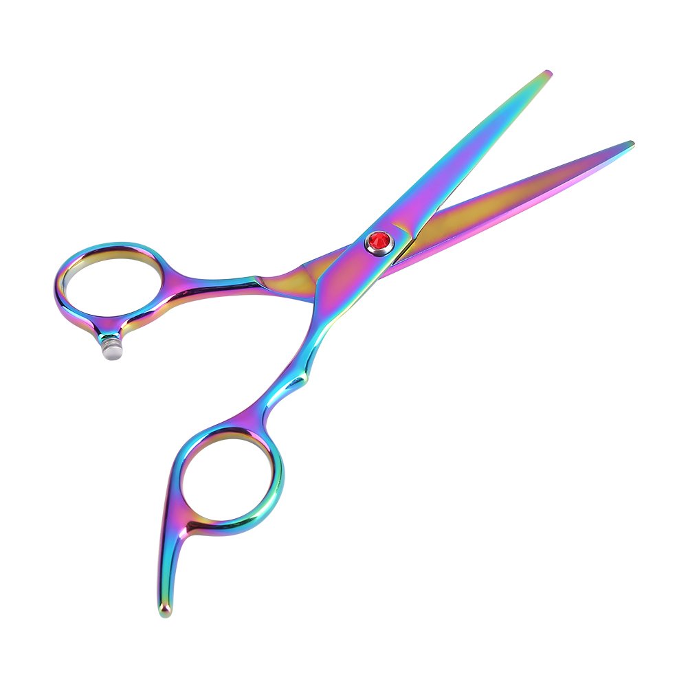 Professional Pet Grooming Scissors Kit Stainless Steel Dog Cat Hairdressing Shears Set Cutting Thinning Tools for Home Pet Grooming Colorful 6.9 Inch 4 Scissors Comb Cloth Case