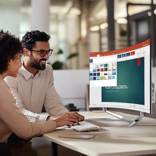 SIUGHVA - PC de computadora todo en uno curvado FHD de 27 pulgadas, procesador N100 de cuatro núcleos, 8 GB de RAM, SSD de 512 GB, teclado y mouse con cable de alta velocidad, diseño elegante, - imagen 7