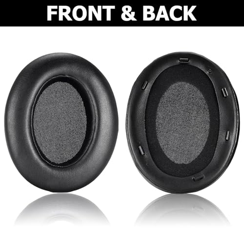 Repuestos de Almohadillas para Sony WH-XB910N - Tapones de Cuero Proteico para Cancelación de Ruido con Malla y Hebilla, Compatibles con Auriculares con cable e inalámbricos (Negro) miniatura 6