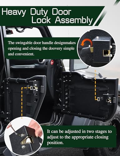 Image of Wrangler JK Tube Half Doors Off Road Tubular Summer Doors Fit for 2007-2018 Jeep Wrangler JK Unlimited 4-Door (exclude JL & JT&2Door Models)| Front & Rear Doors 4PCS |Door storage bag