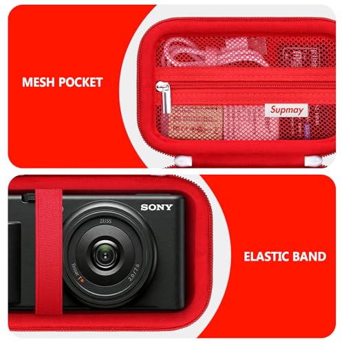 Image of Hard Travel Case for Sony ZV-1, ZV-1F, ZV-1 II Digital Camera, Red