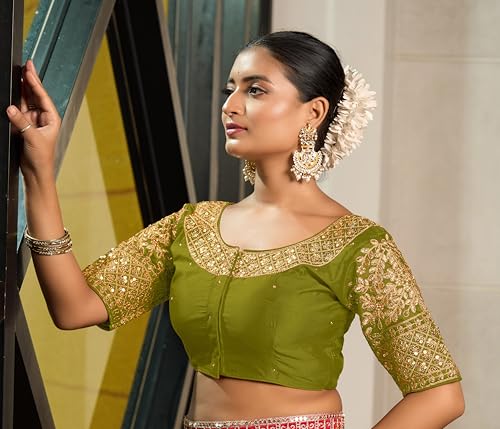 Image of Vihu Fashion Women Silk Half Sleeve Blouse