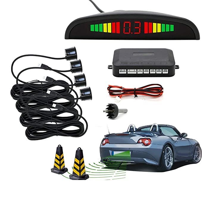 ROYALTECH Car Reverse Parking Sensor with LED Display, Buzzer and Ultrasonic Reverse Parking Auto Radar Detectors (Black)