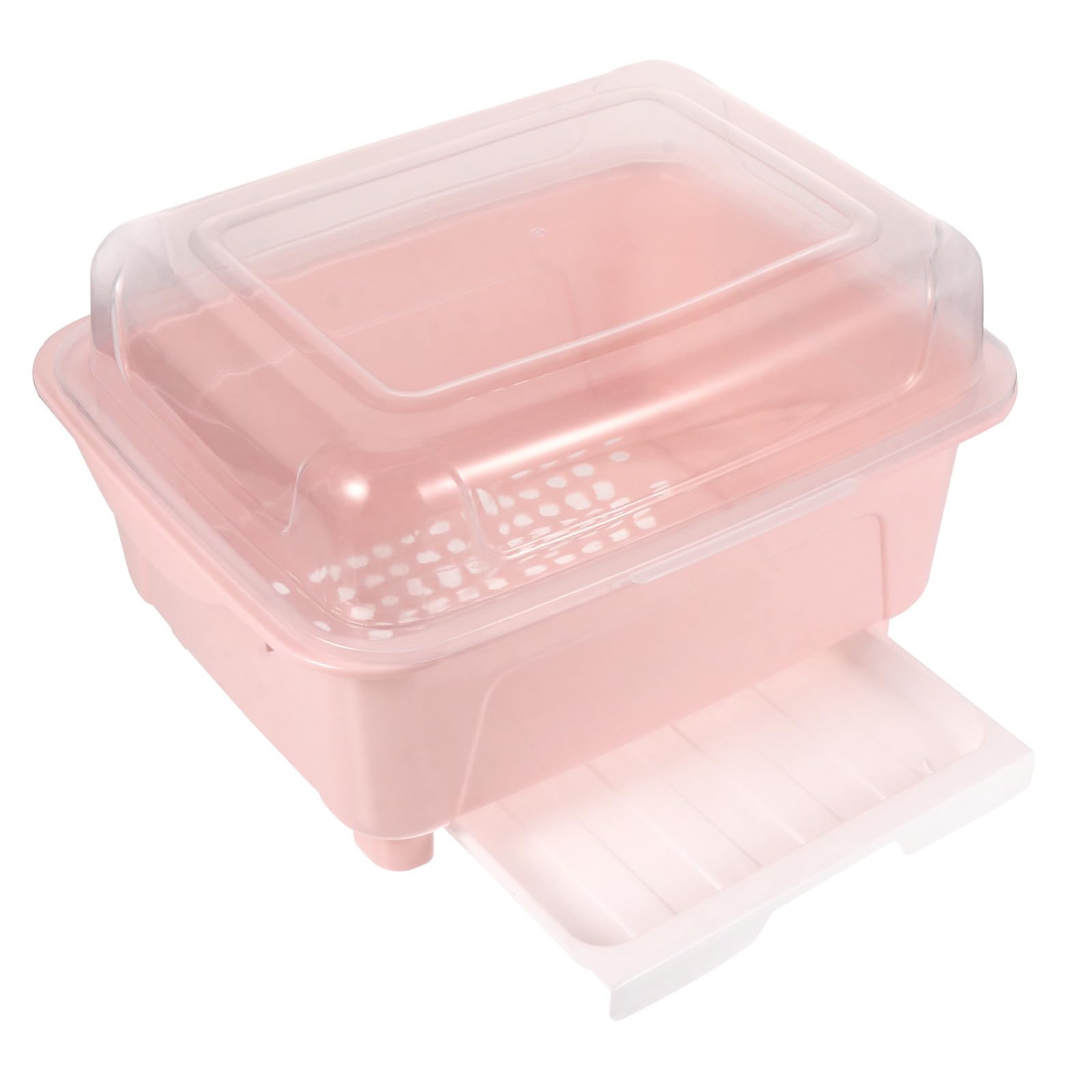 Caja de almacenamiento para vajilla rosa con función de secado para cocina
