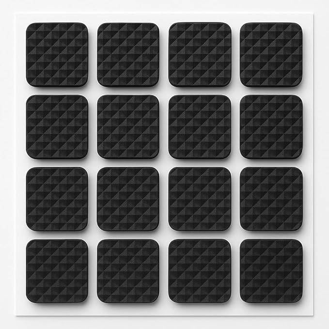Prostuff.in® 32 Pcs Furniture Pads Kit || Square Rubber Floor Protector Non Slip Furniture Pads Sofa Bed, Dining Table,Dining Chairs Balance Pad Noise Insulation Pad, Black, 2 CM-image-49