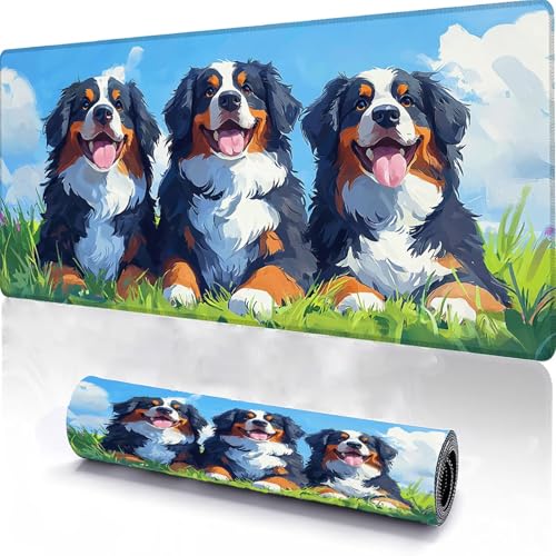 Alfombrilla de Ratón para Juegos 900x400x3mm, Mouse Pad Lavable Pradera, Alfombrilla Ratón Sobremesa Portátil, Borde con Costura, con Base Antideslizante, para Juegos de Oficina en Casa Animal L-2
