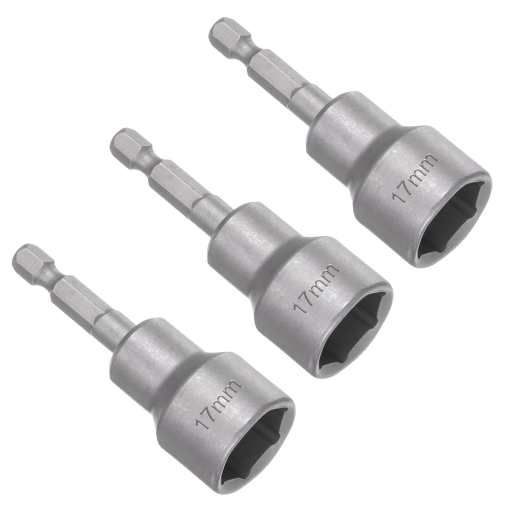 Saipor 3pcs 17mm Magnetic Nut Driver Bit Set, 65mm Length