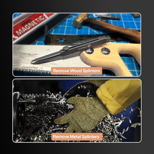 image for CIVIVI Precision Tweezers for Splinters, Retractable Keychain Tweezers