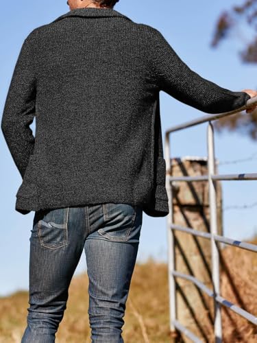 Aoysky Men's Shawl Collar Cardigan Sweater Button Down Knitwear with Pockets4