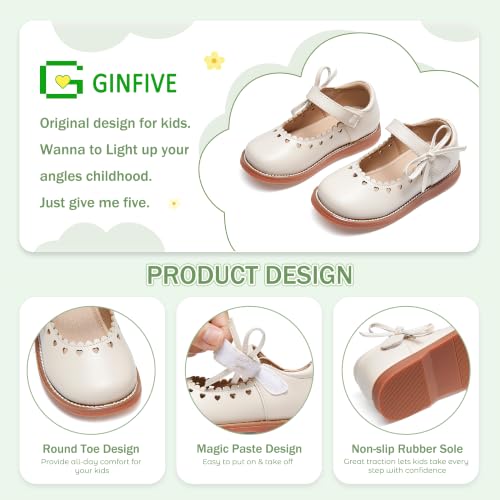 Image of GINFIVE Toddler Girls Dress Shoes Little Kids Flats School Mary Janes Shoes