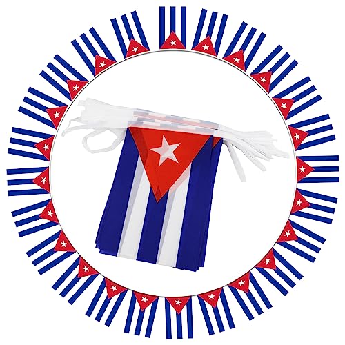 Image of Cuba String Flag Pennant Banner - 38 Flags, 42 Feet Small Mini Cuban Flags Bunting Banner for Country Decoration, School, Party, Sports Events