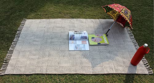 Tapis Dhurrie en coton 80x240 cm tissé main style bohème kilim pour couloir et cuisine - 5