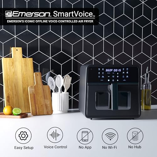 Emerson SmartVoice 10QT 6-in-1 Air Fryer, 1000+ Voice Control Commands, 100+ Recognized Food, No APP, No WIFI, No Setup, Nonstick Basket, Air Fry, Bake, Reheat, Dehydrate, 1700W - Image 4