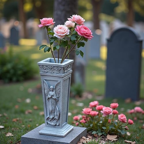 Jarrón de cementerio antivuelco con estaca para fijar flores en la tumba de tus familiares 4