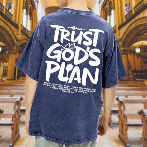 Image of BINTEHGS God Christian T Shirts for Men Jesus Faith Shirt Acid Wash Oversized Tees Bible Verse Graphic Vintage Tshirt