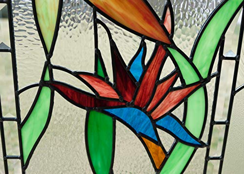 20\"x34\" Stained Glass Window Panel STRELIZIA Reginae, Bird of Paradise - Thumbnail 4