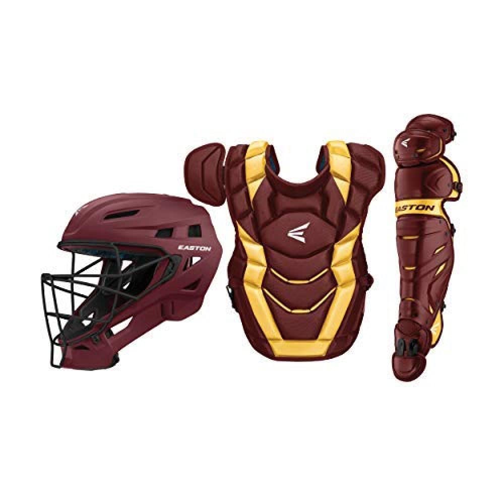 Photo 1 of Easton | ELITE X Baseball Catcher's Equipment | Box Set | NOCSAE Approved | Youth/Intermediate/Adult | Multiple Colors Intermediate Maroon/Gold