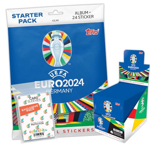 Bundle mit UEFA EURO 2024 Germany - Sammelsticker - 1 Starter + 1 Display (100 Tüten) + Exklusive collect-it Hüllen