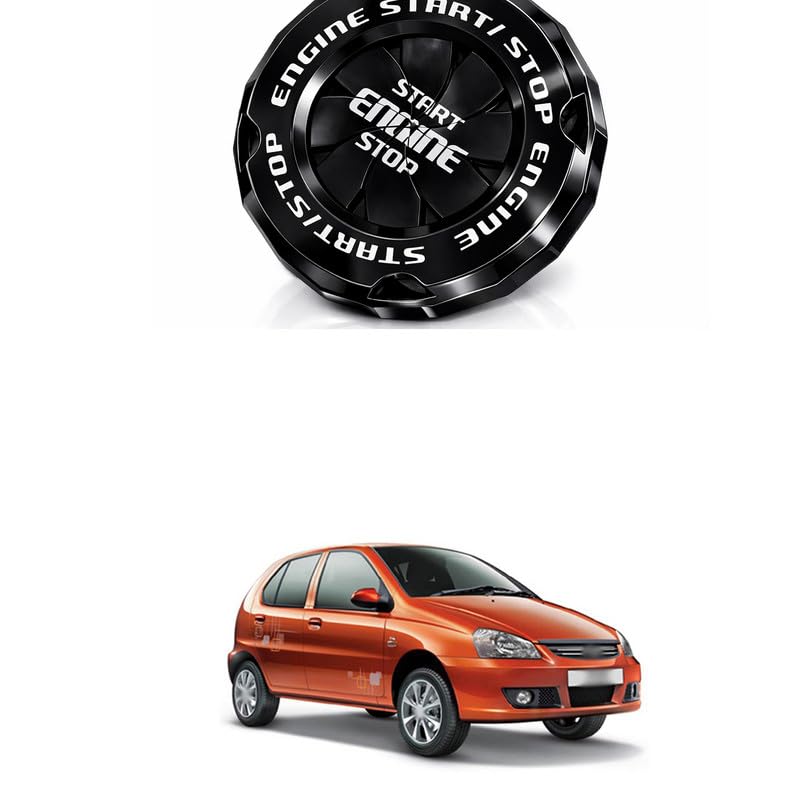 Car Start Button Cover, Plastic Rotatable Push Start Switch Cover, Anti Scratch Interior Decoration Accessory Protector Engine Push Button Sticker for All Cars Comfortable With Ind-ica EV2
