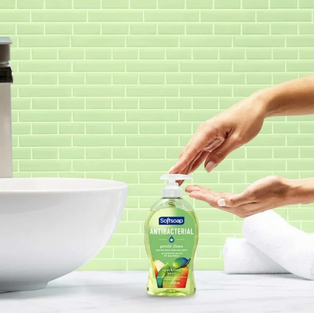 Softsoap Antibacterial Liquid Hand Soap Pump, Sparkling Pear Scent, Gentle Clean Formula, 11.25 fl oz (Pack of 6)