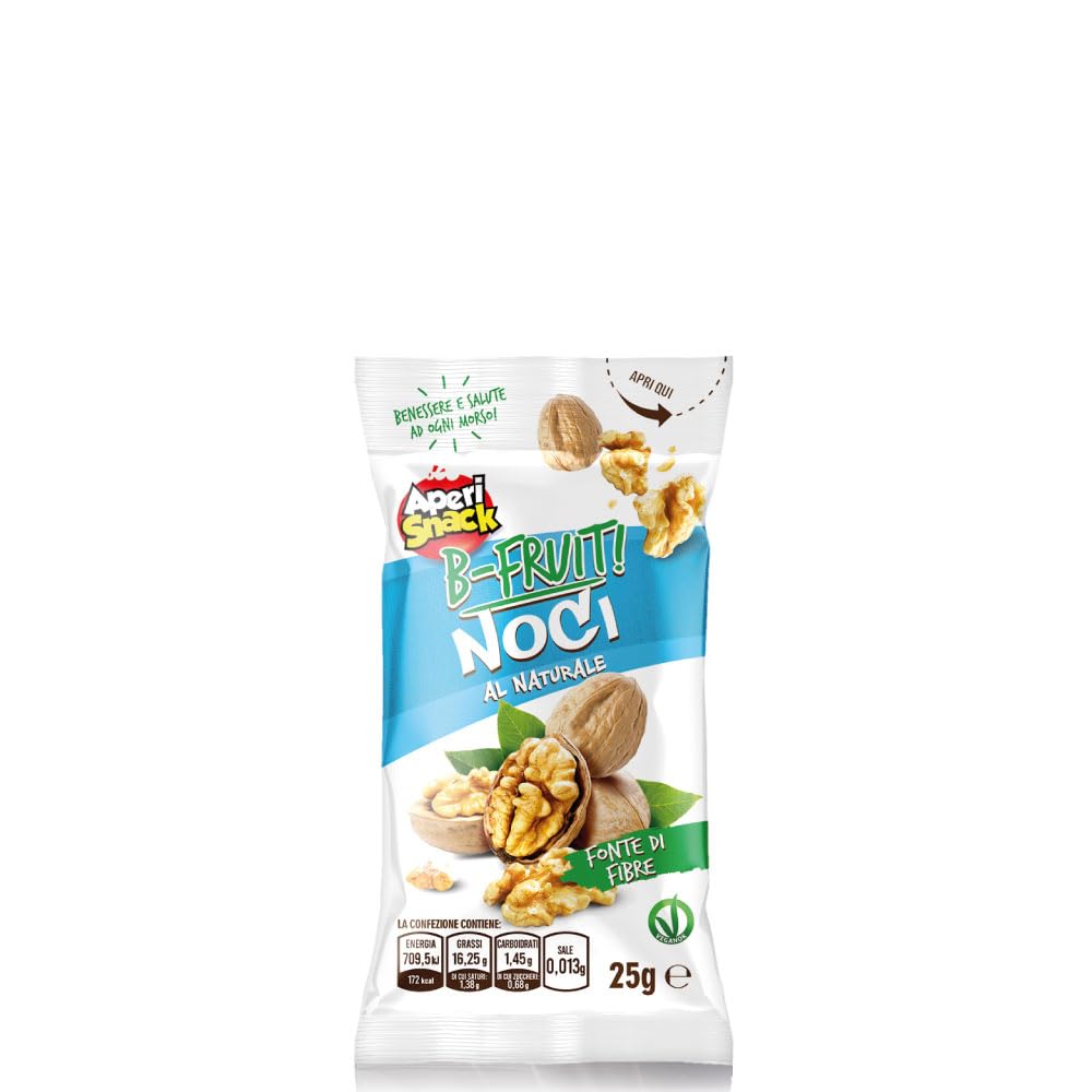 Aperisnack B-Fruit - AP13.041.11 - Box 40 Snack Monodose – Noci Naturali – Frutta Secca 100% Naturale – 40 monoporzioni x 25 g