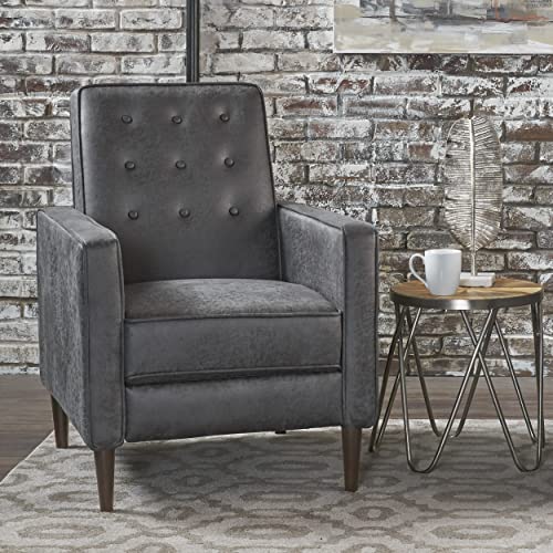 Christopher Knight Home Mervynn Mid-Century Modern Microfiber Recliner, Slate / Dark Espresso by Christopher Knight Home - Used condition - Image 2