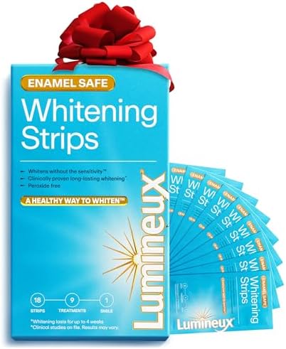 Lumineux Teeth Whitening Strips by Oral Essentials - 7 Treatments Dentist Formulated, Whiter Teeth in 7 Days - NO Artificial Flavors, Colors, and SLS Free