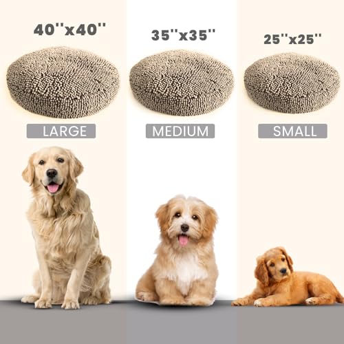 Muddy Mat® Cloud K-9 Bed for Dogs & Cats, Soft & Relaxing Donut Dog Bed, Chenille Material, Removable Cover, Washable & Dryer Safe–Beige Small(25'x25') - Image 4