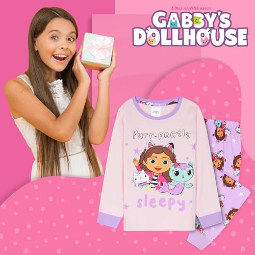 Gabby’s Dollhouse Girls Pyjamas Kids Toddlers 2 Piece Nightwear Sets Long Girls PJs Soft Breathable Loungewear 2-7 Years (Purple, 4-5 Years)2