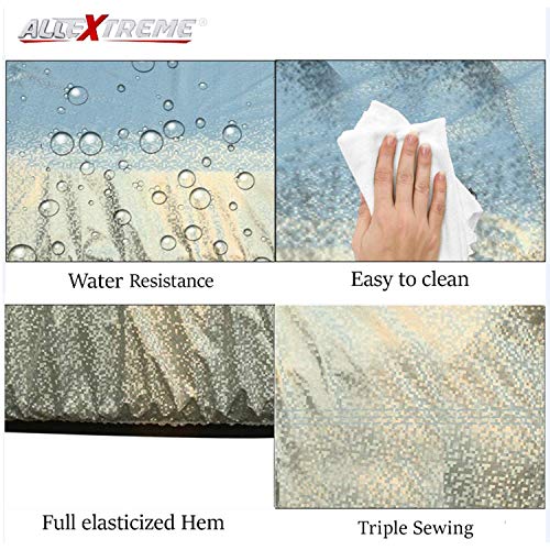Image of Allextreme Car Body Cover for Hyundai Santro All Models & Years 100% Waterproof Triple Stitched with Mirror Pockets Full Bottom Elastic Dustproof Heat & UV Resistant Full Body Protection (Silver)