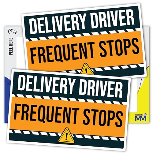 Image of Delivery Driver Frequent Stops Bumper Sticker, 8x5 Inch Adhesive Sticker for Car or Van - 2 Pack, Delivery Essentials Decal for Drivers - High-Visibility UV Print, Weatherproof Vinyl, Made in USA
