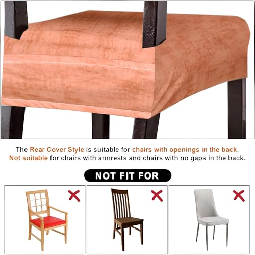 Image of Set of 6 Stretchable Dining Chair Covers, Universal Fit Washable Seat Slipcovers for Dining Room & Home Decor (Texture Orange)