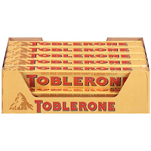 Toblerone Swiss Milk Chocolate with Honey & Almond Nougat, Easter Chocolate, 20 - 3.52 oz Bars