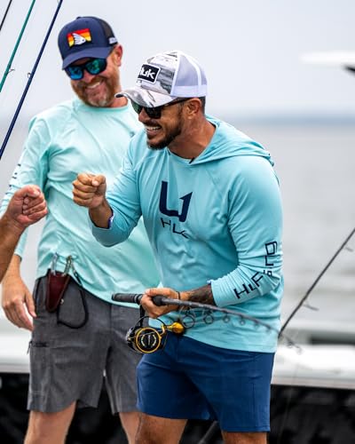 HUK Men's Standard Icon X Hoodie, Fishing Shirt with Sun Protection, Marine Blue4