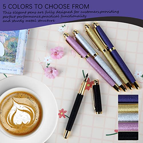 Bociyer Fountain Pen-Multiple Color Styles With Rhinestone,Diamond Inlay And Frosted Finish,Cute Pens,Luxury Pen,Office Pens,Best Pen Set,Includes 10 Ink Cartridges And Ink Refill Converter(Pink) #TOP2