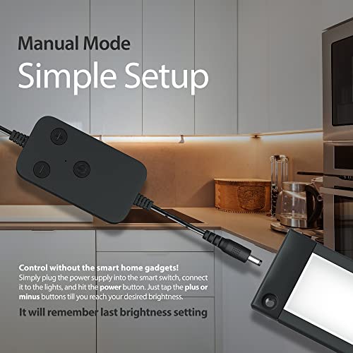Image of EShine 3 Pack 12 inch Black Smart Dimmable LED Under Cabinet Lighting Kit Compatible with Alexa, Google - Warm White (3000K)