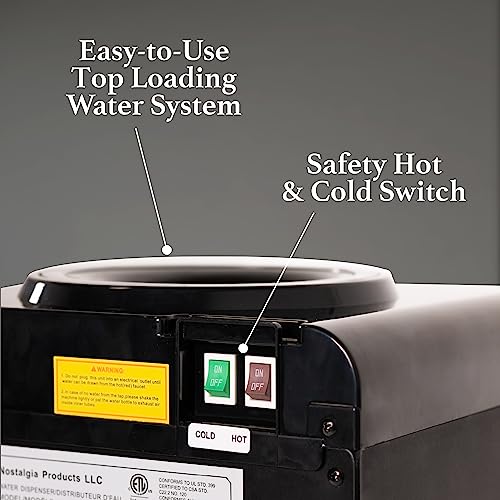 Igloo Top Loading Water Cooler – Hot & Cold Dispenser – Black & Stainless Steel, Holds 3 & 5 Gallon Jugs, Child Safety Lock – for Homes, Kitchens, Offices, Dorms