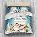 REALIN Christmas Eve Bedding Cartoon Santa Claus Elk Snowman Duvet Cover Set Santa Claus on The Chimney Bed Sets,2/3/4PCS Microfiber Quilt Covers/Sheets/Pillow Shams,Twin/Full/Queen/King Size