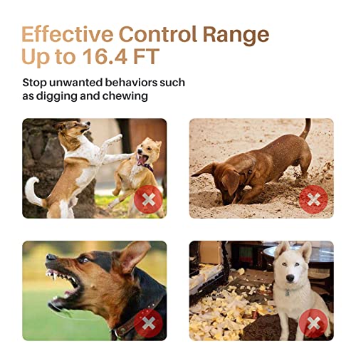 Queenmew Anti Bell Gerät Hunde, Tragbares Ultraschall Antibell Ultraschall Gerät mit Doppelfrequenz, 16.4 Fuß Effektives Antibell für Hunde für das Training im Innen- und Außenbereich