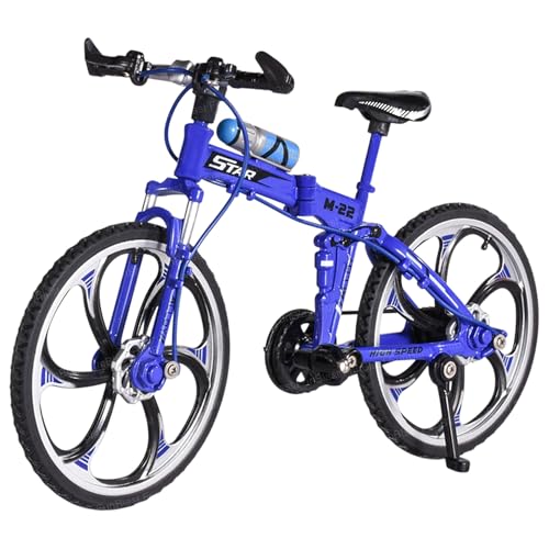 Image of FunBlast Vintage Mini Metal Bicycle - 1:8 Die-Cast Realistic Mount Bike Model, Retro Alloy Classical Cycle Toy for Desktop Ornament, Home Decor, Scene Model (Blue)