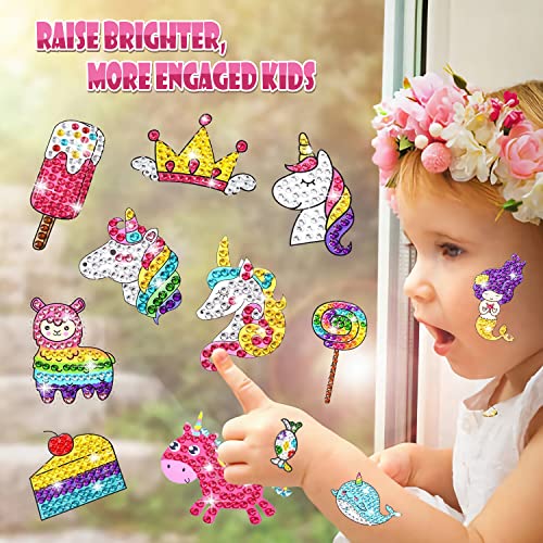 Acsaummy Diamond Painting Stickers, 20Pcs Unicorn Diamond Arts Paintings Stickers Kits For Kids 5D Diy Diamond Dots Painting Self-Adhesive Mosaic Stickers Unicorn Gem Arts And Crafts For Kids Girls #TOP6