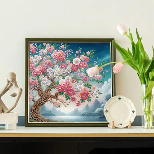 Image of AiYuanzsh Special Shape Diamond Painting Kits for Adults, 5D Crystal Rhinestone Diamond Art Landscape Tree Canvas, DIY Paint by Diamonds Unique Craft Kits, Sparkling Diamond Art Wall Decor