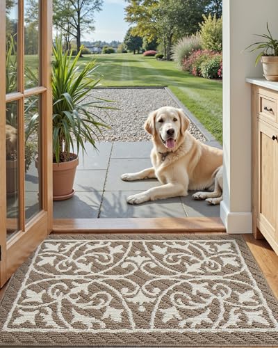 Paillasson d'entrée intérieur DEXI tapis de sol de qualité durable marron