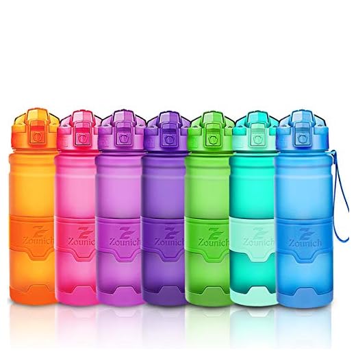 ZOUNICH Botella Agua Deporte Botellas Agua Niños sin BPA, Reutilizable Tritan Plástico Ecologica con Filtro, 400ml/500ml700ml/1l, Cantimploras para Gimnasio, Bicicleta, Colegio, Oficina, Viajes