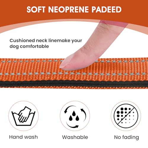 Image of Reflective Dog Collar, Adjustable Nylon for Medium Dogs,Orange