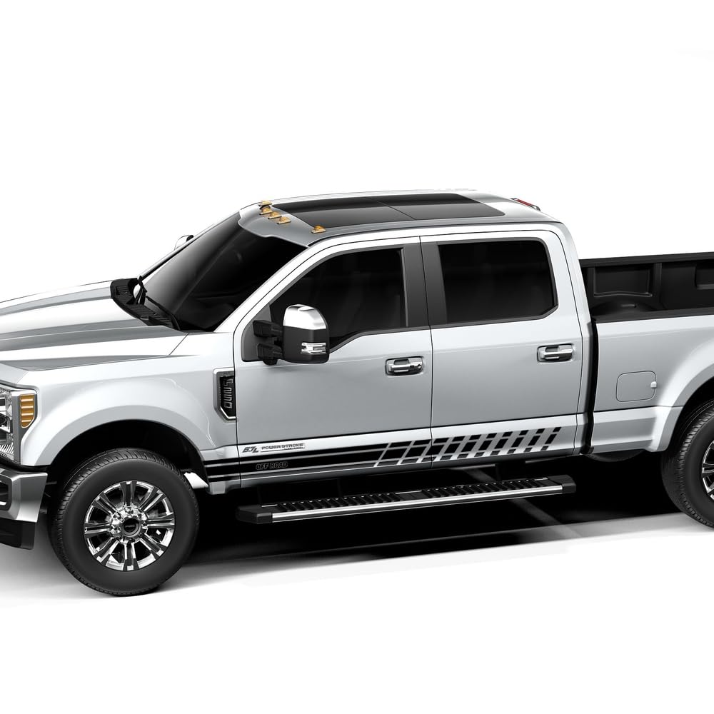 Lot de 2 bandes autocollantes en vinyle compatibles avec Ford F250 Crew Cab 2015 – Super Duty (noir brillant)