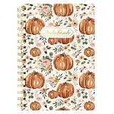 JarThenaAMCS Fall Spiral Journal Notebook 80 Sheets A5 Autumn Floral Pumpkin College Ruled Notebook Strong Twin-wire Binding for School Office Gift Reward