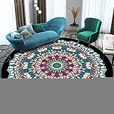 Dicke: 1,0 cm LLZY Rund Teppich Mandala Teppich Teppich Schlafzimmer Nacht Badezimmer Computer Stuhl Antislip-Matte Bodenmatte Romantisches Hauptdekor Grau Weiß (Farbe : 7, Größe : Diameter80cm)