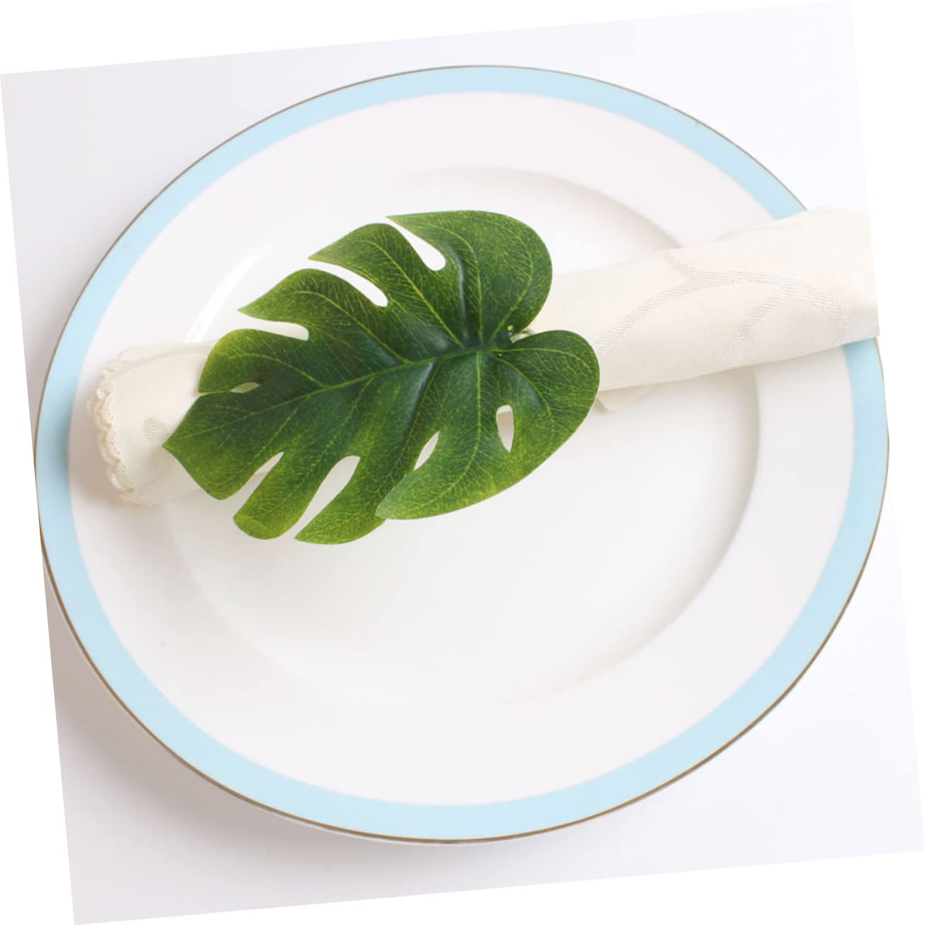 Alipis 5 Set Portatovaglioli Foglia Di Monstera Con Portatovaglioli Per Tavoli Portatovaglioli Realistici Decorazione Per Tovaglioli Anello Di Tovagliolo Di Festa Cannuccia 6 Pezzi*5